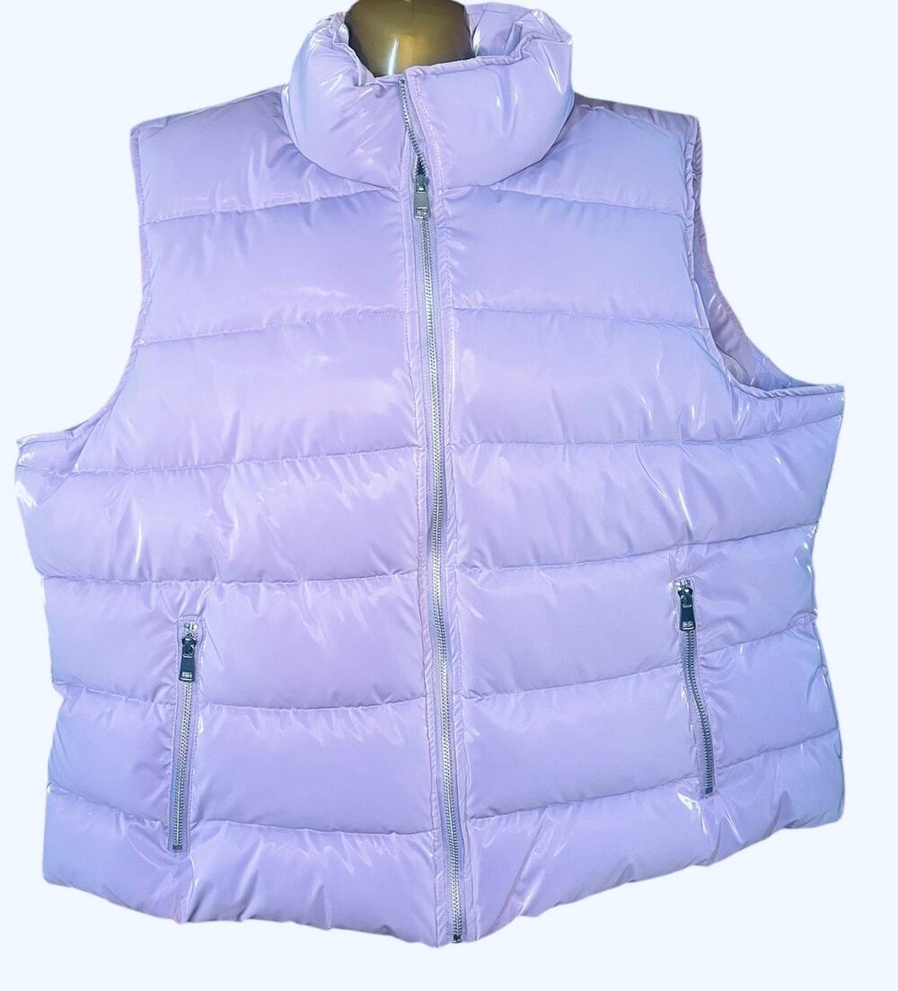 Isabella Active Wear Liquid Shine Quilted Vest Size 2X in Viola Purple